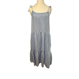 Gibsonlook Tiered Midi Dress Linen Blend Wm Small Cottagecore Flowy Adjustable